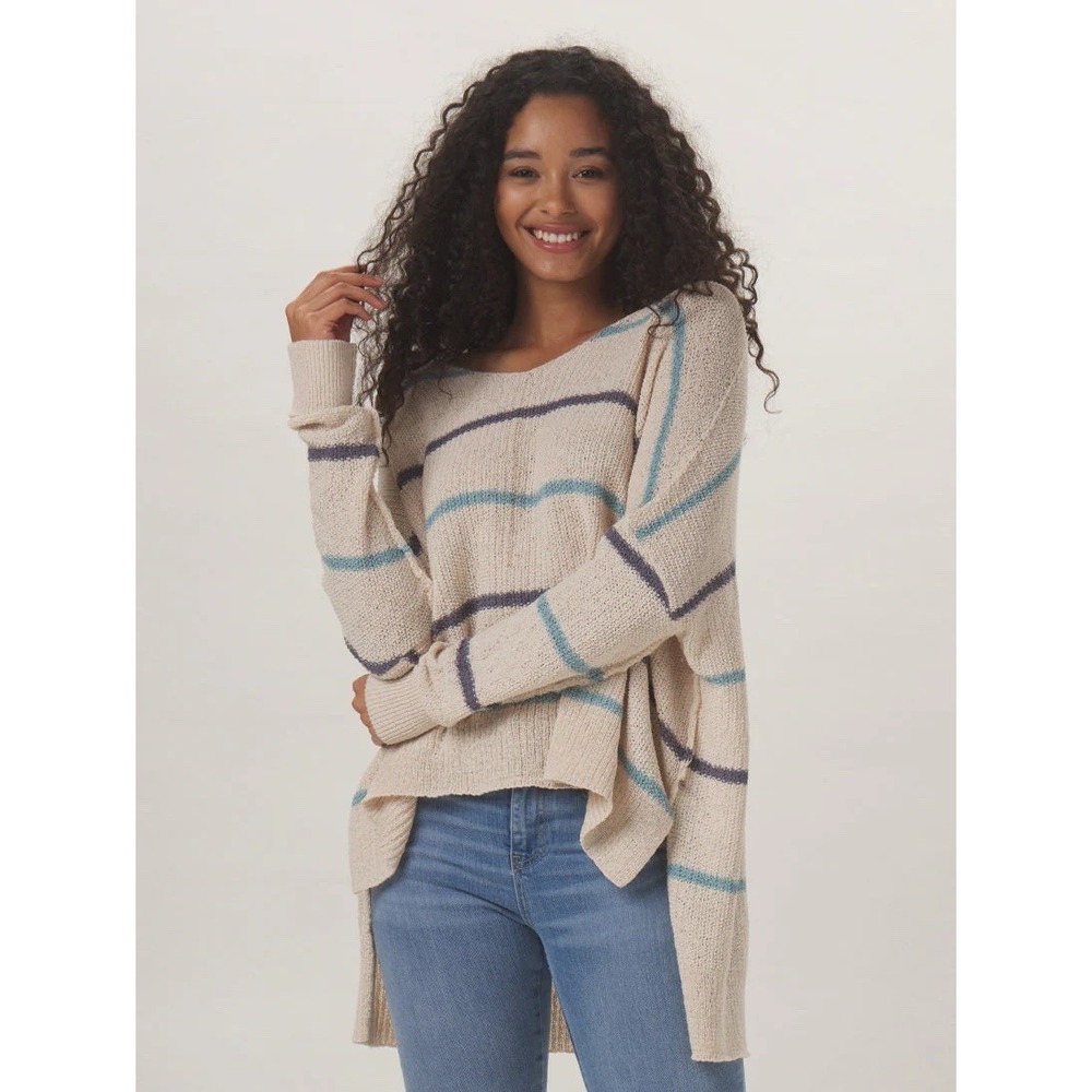 The Normal Brand Women Sweater Striped Roadtrip V-Neck Oversized EUC‎ Size XS